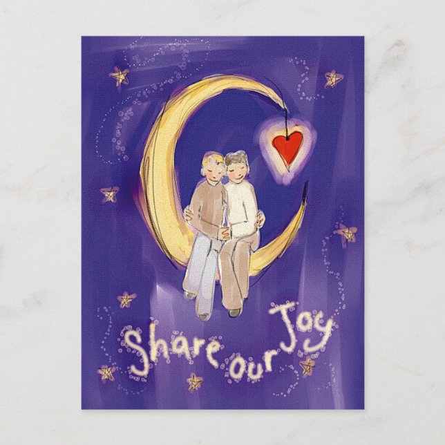 Postal Novios Share Our Joy en la Luna (Anverso)