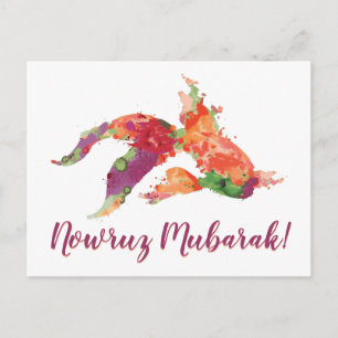 Postal nowruz mubarak pez dorado acuarela