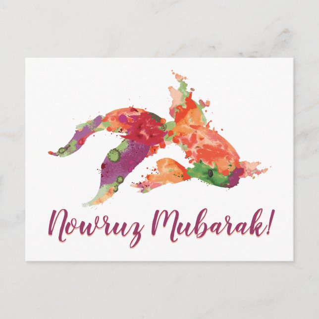 Postal nowruz mubarak pez dorado acuarela (Anverso)