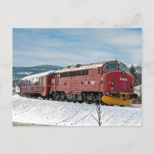 Postal NSB Diesel NOHAB Di3-642 llegada Røros