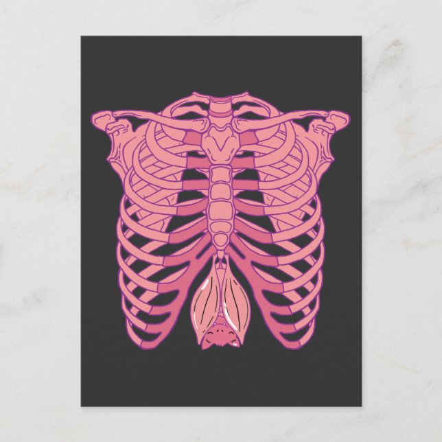 Postal Nu Gótico Bat Skeleton estética wiccan gótico paga (Anverso)