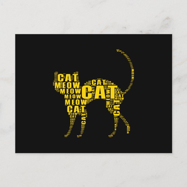 Postal Nube de palabras de gatito (Anverso)
