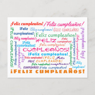 Postal Nube de palabras Feliz Cumpleaños en español Feliz