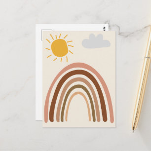 Postal Nube de Sol Arcoíris, Dibujo de Niños, Arte Abstra
