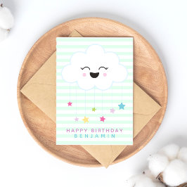 Postal Nube Sonriente Adorable - Cumpleaños Infantil con 