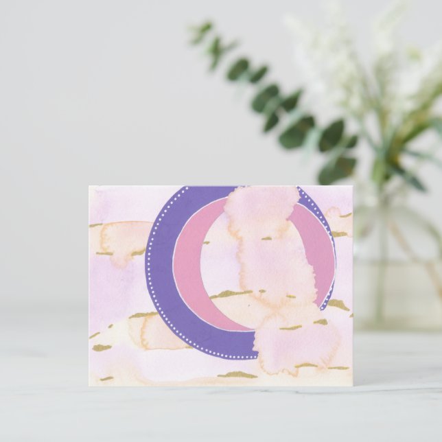 Postal Nubes acuarelas en rosa y oro, arte de lilac halo (Anverso de pie)