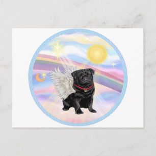 Postal Nubes - Ángel Pug Negro