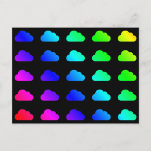 Postal Nubes arcoiris coloridas Multicolor Kawaii Clipart