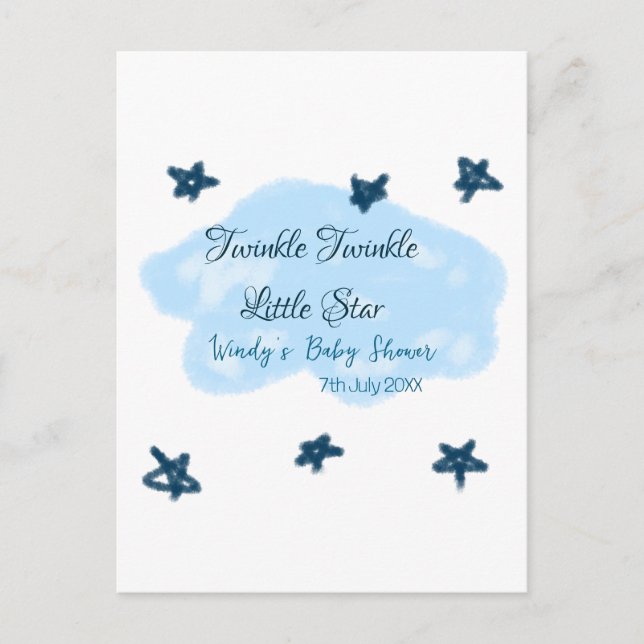 Postal Nubes azules brillan Brillan Brillan Estrella bebé (Anverso)