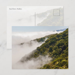 Postal Nubes brumosas sobre colinas, Bosque de Fanal, Mad