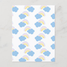 Postal Nubes de verano arcoíris Garabato Doodle pastel