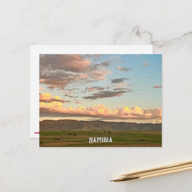 Postal Nubes en la Hora de Oro de Namibia (Anverso/Reverso In Situ)