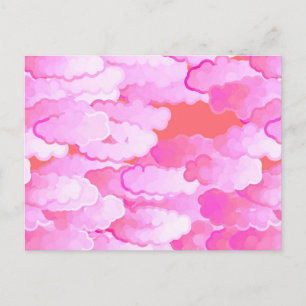 Postal Nubes Japonesas, Amanecer, Rosa Orquídea y Coral