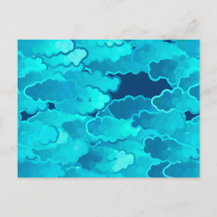 Postal Nubes japonesas, cielo nocturno, turquesa e índigo