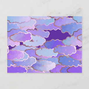Postal Nubes Japonesas, Crepúsculo, Violeta y Púrpura Int