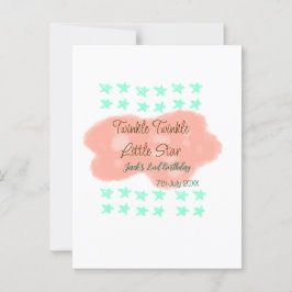 Postal nubes naranjas gemelan pequeñas estrellas verdes