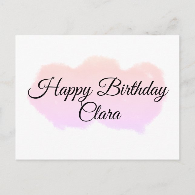 Postal Nubes naranjas rosadas pastel feliz cumpleaños mod (Anverso)