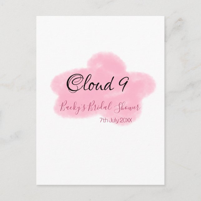Postal Nubes nueve rosa pastel despedida de soltera nombr (Anverso)