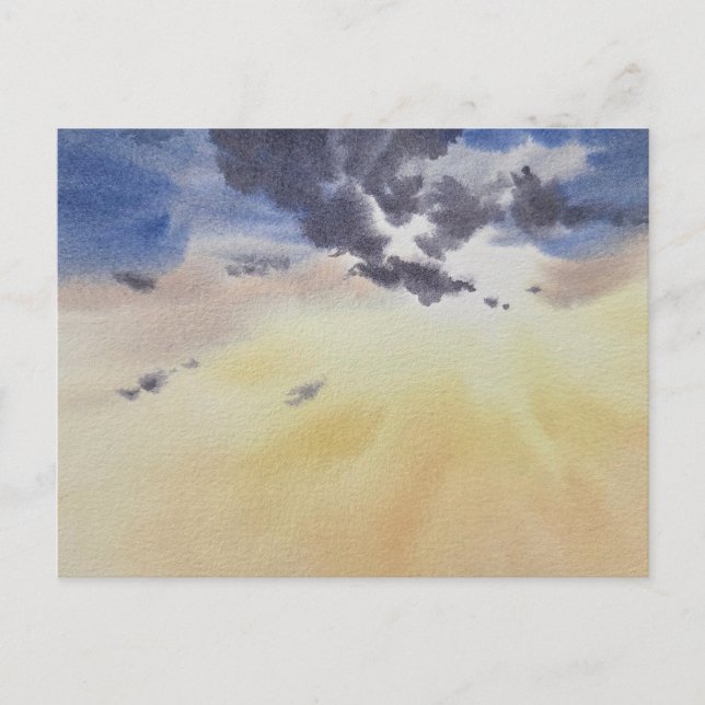 Postal Nubes pintando en acuarela  (Anverso)