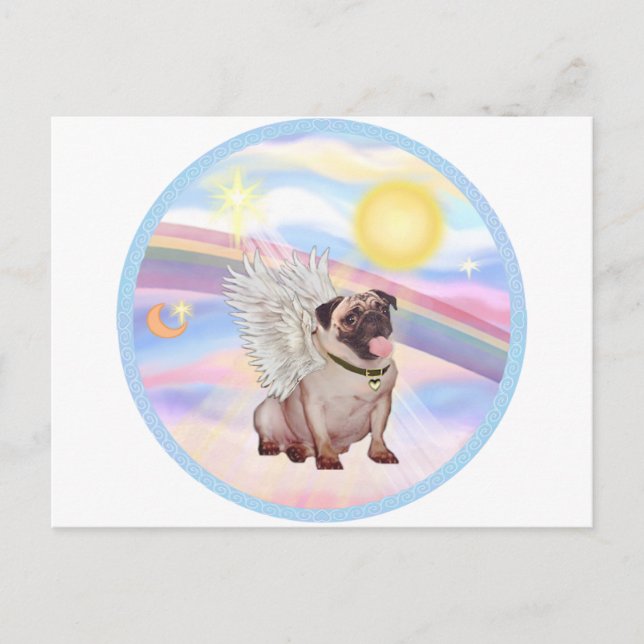 Postal Nubes - Pug Ángel (#2) (Anverso)