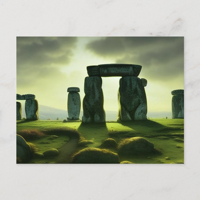 Postal Nubes sobre el arte digital de Stonehenge Fantasy (Anverso)