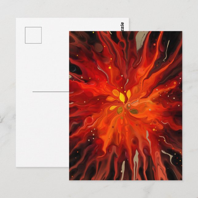 Postal Núcleo Carmesí – Ráfaga de Energía Abstracta Ígnea (Anverso / Reverso)