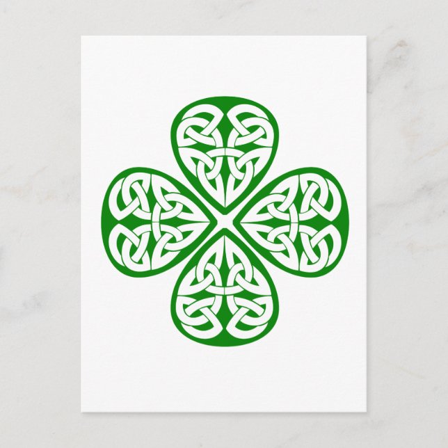 Postal nudo celático de shamrock verde (Anverso)
