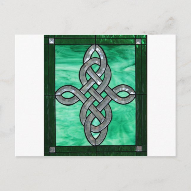 Postal nudo celta verde plata manchado Vidrio (Anverso)