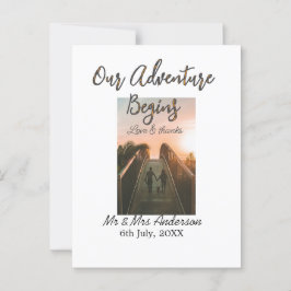 Postal Nuestra aventura comienza foto de pareja amor y gr
