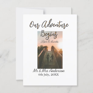 Postal Nuestra aventura comienza foto de pareja amor y gr