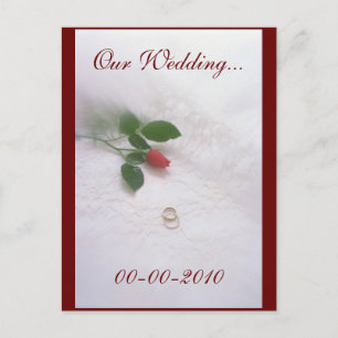 Postal Nuestra Bonito Boda Rosa Roja y Anillos