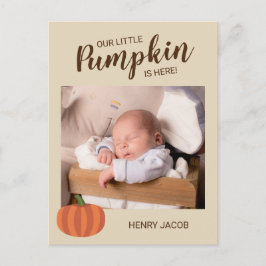 Postal Nuestra Calabaza Está Aquí Anuncio De Nacimiento C