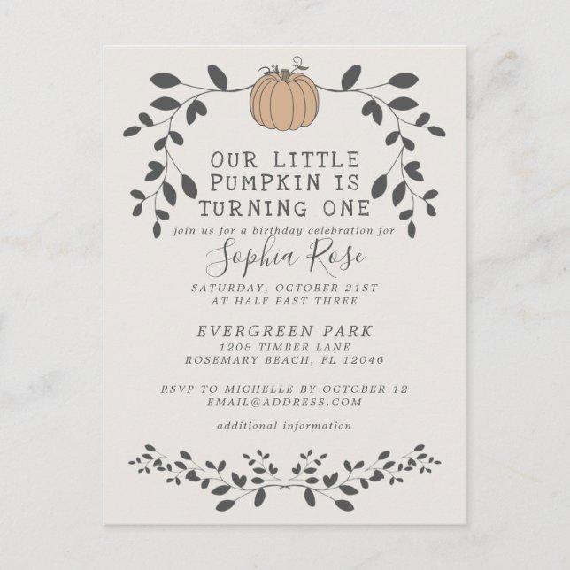 Postal Nuestra Calabaza Se Está Volviendo Un Primer Cumpl (Anverso)