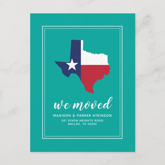 Postal Nuestra nueva dirección en Texas (Anverso)