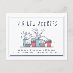 Postal Nuestra nueva dirección   Plantas Doodle House