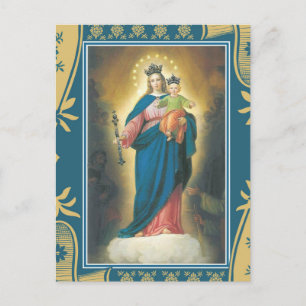 Postal Nuestra Señora ayuda a los cristianos con el Niño