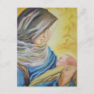 Postal Nuestra Señora del Silencio sosteniendo al niño Je
