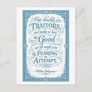 Postal "Nuestras Dudas Son Traidoras" Shakespeare