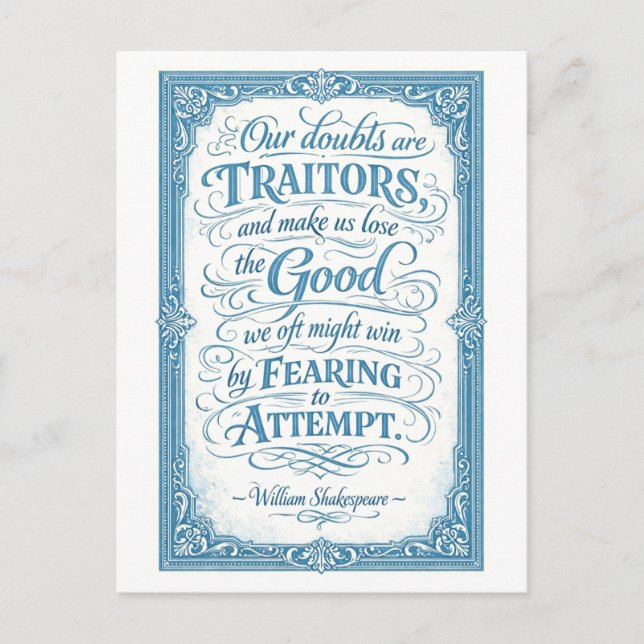 Postal "Nuestras Dudas Son Traidoras" Shakespeare (Anverso)