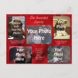 Postal Nuestras hermosas fotos familiares sobre rosas roj