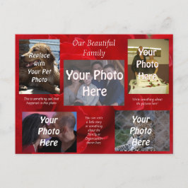 Postal Nuestras hermosas fotos familiares sobre rosas roj