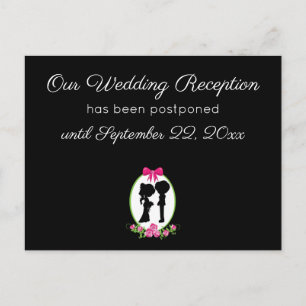 Postal Nuestro aplazamiento de la recepción de boda Parej