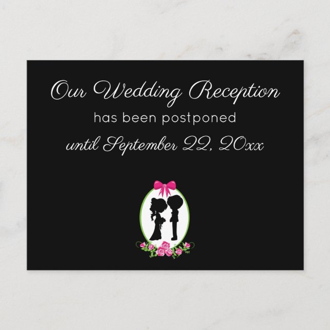 Postal Nuestro aplazamiento de la recepción de boda Parej (Anverso)