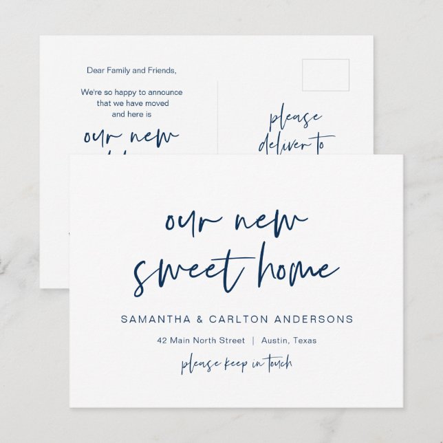 Postal Nuestro nuevo Anuncio de Dirección de Sweet Home,  (Anverso / Reverso)