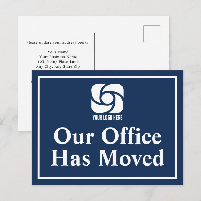 Postal Nuestro Oficio Se Ha Mudado Logo Empresarial Azul  (Anverso / Reverso)