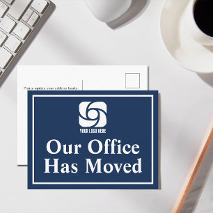Postal Nuestro Oficio Se Ha Mudado Logo Empresarial Azul
