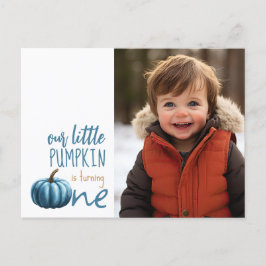 Postal Nuestro pequeño Calabaza Azul primer cumpleaños