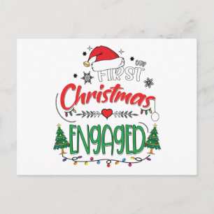 Postal Nuestro Primer Navidad Comprometidos Pareja