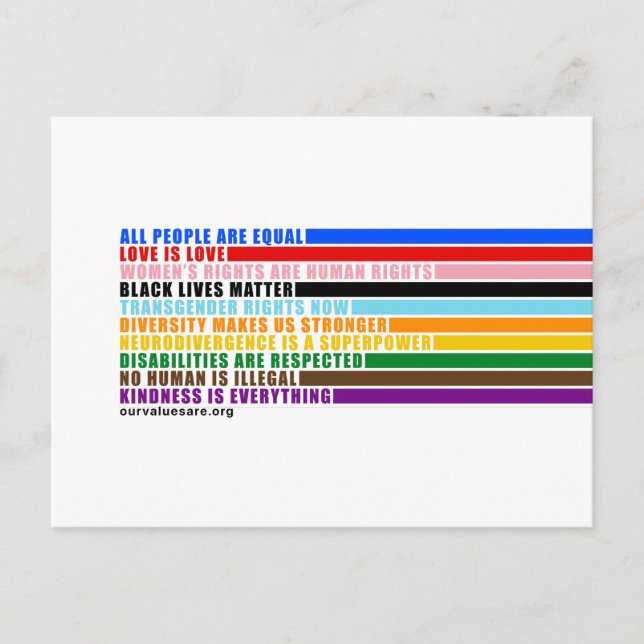 Postal Nuestros valores son (Anverso)