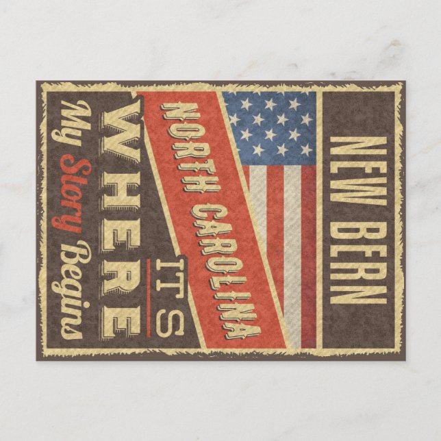 Postal Nueva Berna Carolina del Norte (Anverso)